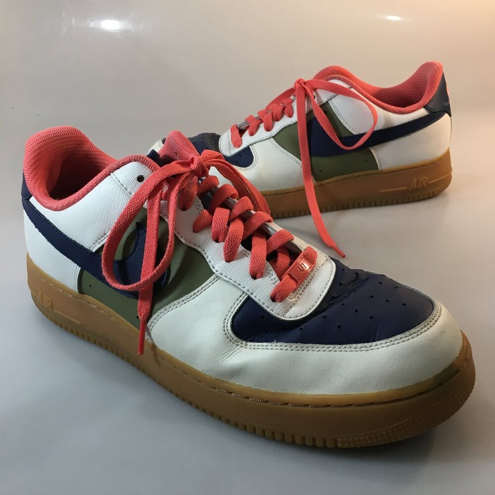 Nike 13 Air Force 1 Low ID By You Blue Green Salmon Gym Shoes Sneakers
